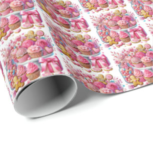 Papier Cadeau Jolie carrelée filles douceurs motif fête