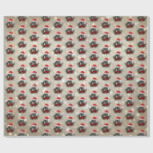 Papier Cadeau Jolie chèvre de Noël Nubian fils Wreath Petit (Plat)