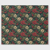 Papier Cadeau Jolie chinoiserie de Noël florale (Plat)