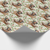Papier Cadeau Jolie chiot Dachshund dans le panier Noël Holly (Coin)