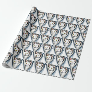 Papier Cadeau Jolie collection de chats d'aquarelle moderne