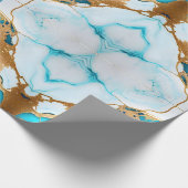 Papier Cadeau Jolie conception de Marbre blanc d'or bleu (Coin)