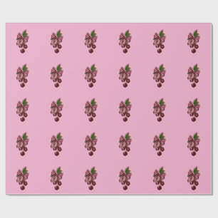 Papier Cadeau Jolie Coquette Cerise Ruban Rose Esthétique