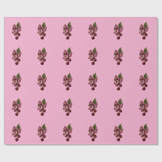 Papier Cadeau Jolie Coquette Cerise Ruban Rose Esthétique