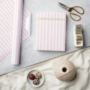 Papier Cadeau Jolie douche de mariée rayée rose et blanc