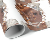 Papier Cadeau Jolie femme d'Afro-américain (Coin rond)