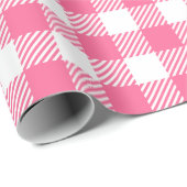 Papier Cadeau Jolie Ferme De Buffle Rose Et Blanc Plaid (Coin rond)