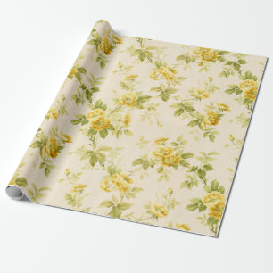 Papier Cadeau Jolie ferme jaune d'or Floral