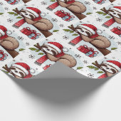 Papier Cadeau Jolie fête couchage Noël Sloth avec cadeaux (Coin)