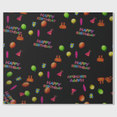 Papier Cadeau Jolie fête d'anniversaire enfant moderne zigzag (Plat)