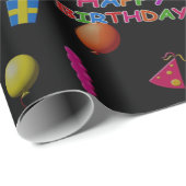 Papier Cadeau Jolie fête d'anniversaire enfant moderne zigzag (Coin rond)