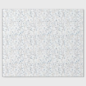 Papier Cadeau Jolie Fête de Mariage Florale Bleue et Blanche (Plat)