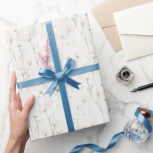 Papier Cadeau Jolie Fête de Mariage Florale Féminine Rose Pâle
