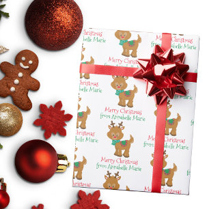 Papier Cadeau Jolie fête de Noël de rennes personnalisée pour en