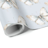 Papier Cadeau Jolie Fête des mariées Bleue Bleu Blancs (Coin rond)