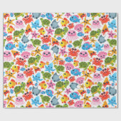 Papier Cadeau Jolie fête motif des animaux de l'océan (Plat)