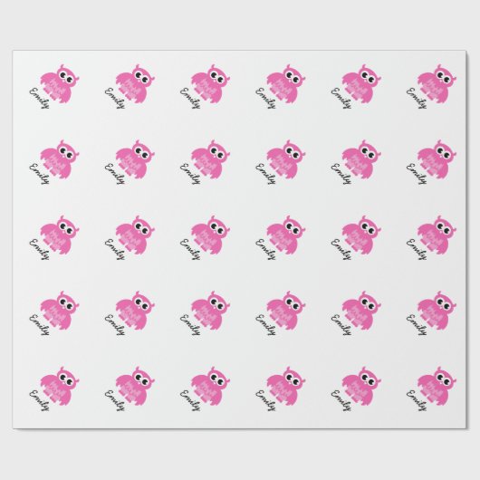 Papier Cadeau Jolie fille baby shower girly rose hibou papier en (Plat)
