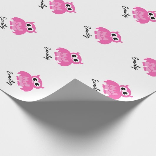 Papier Cadeau Jolie fille baby shower girly rose hibou papier en (Coin)