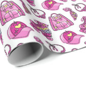 Papier Cadeau Jolie fille Cool rose (Coin rond)