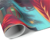 Papier Cadeau Jolie fille de Noël (Coin rond)