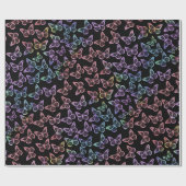 Papier Cadeau Jolie fille Motif papillon noir Iridescente (Plat)