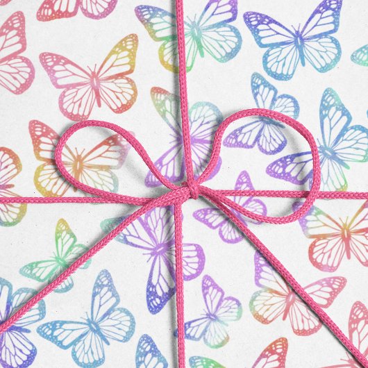 Papier Cadeau Jolie fille Pastel Butterfly Motif Iridescente