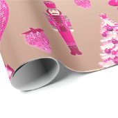 Papier Cadeau Jolie fille Preppy rose Rose de Noël or (Coin rond)