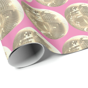 Papier Cadeau Jolie fille rose or Disco Mirrorball