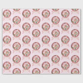 Papier Cadeau Jolie Fille Rose Rococo Classique Chaussure Arc (Plat)