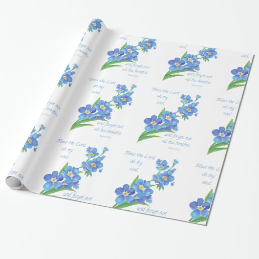Papier Cadeau Jolie Fleur Bleue Oubliez-moi non, Bénissez le Sei (Déroulé)
