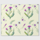 Papier Cadeau Jolie fleur de chardon violet, arrière - plan jaun (Plat)