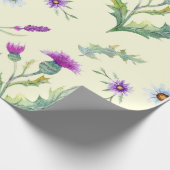 Papier Cadeau Jolie fleur de chardon violet, arrière - plan jaun (Coin)