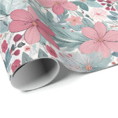 Papier Cadeau Jolie Fleur Pastel (Coin rond)