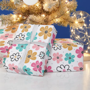 Papier Cadeau Jolie Fleur Pastel