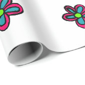 Papier Cadeau Jolie Fleur Rose (Coin rond)