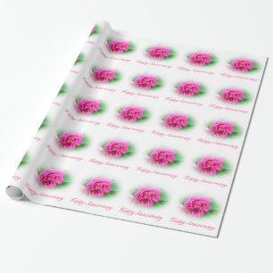 Papier Cadeau Jolie fleur rose rose heureux anniversaire
