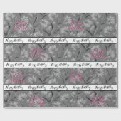 Papier Cadeau Jolie florale grise (Plat)