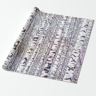 Papier Cadeau Jolie forêt de bouleaux d'hiver