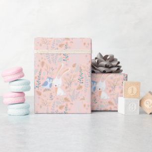 Papier Cadeau Jolie forêt hivernale rose adorable
