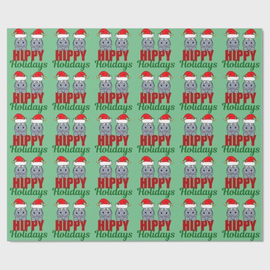 Papier Cadeau Jolie hippo Noël hippy vacances (Plat)