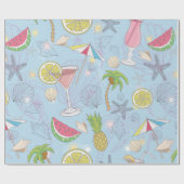 Papier Cadeau Jolie illustration estivale motif avec pastèque, (Plat)