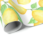 Papier Cadeau Jolie impression de citron agrumes (Coin rond)
