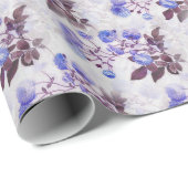 Papier Cadeau Jolie impression de fleurs violettes (Coin rond)