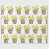 Papier Cadeau Jolie jonquille de printemps Panier floral (Plat)