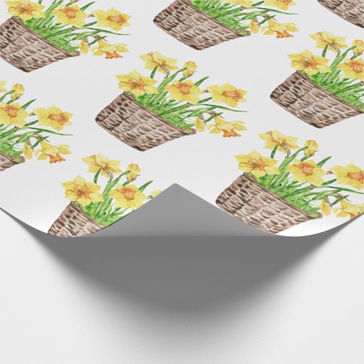 Papier Cadeau Jolie jonquille de printemps Panier floral (Coin)