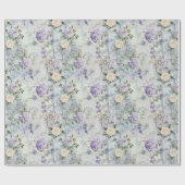 Papier Cadeau Jolie Lavande violette Roses Blanches Mariage Flor (Plat)