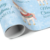 Papier Cadeau Jolie licorne de Noël (Coin rond)