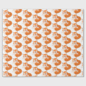 Papier Cadeau Jolie maman et bébé fille boisée renard enveloppé (Plat)