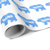 Papier Cadeau Jolie maman ours bleu scintillant design pour elle (Coin rond)