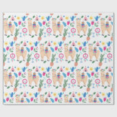 Papier Cadeau Jolie Noël Llamas mexicaines (Plat)